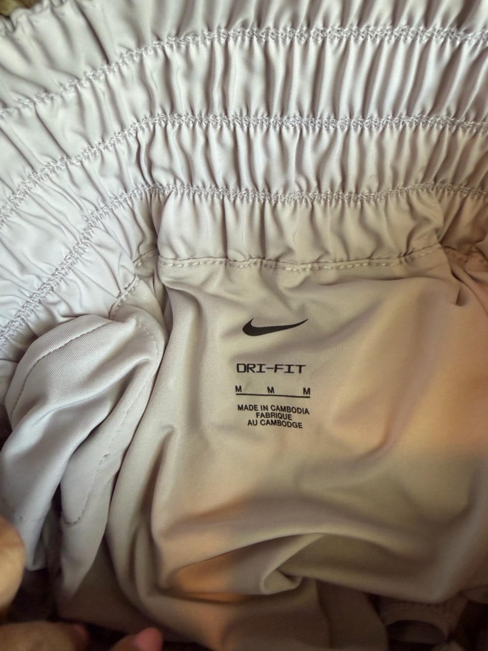 Nike Women's Pale Pink ultra high waisted Athletic Shorts Smocked Waistband - Picture 6 of 6